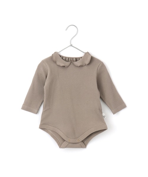 MAKE YOUR DAY（メイクユアデイ）の「衿付きテレコリブロンパス（ロンパース・キッズ・オリーブ/オフホワイト/ピンク/モカ・70/80）」の3枚目の写真