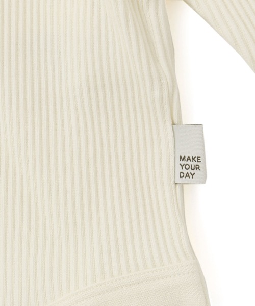 MAKE YOUR DAY（メイクユアデイ）の「衿付きテレコリブロンパス（ロンパース・キッズ・オリーブ/オフホワイト/ピンク/モカ・70/80）」の12枚目の写真