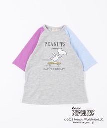 【PEANUTS】スヌーピーコラボ 袖配色ワンピース(80~90)