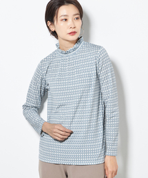 A/C DESIGN BY ALPHA CUBIC（エーシーデザインバイアルファキュービック）の「裏起毛シャーリングネックプリントプルオーバー（Tシャツ/カットソー）」