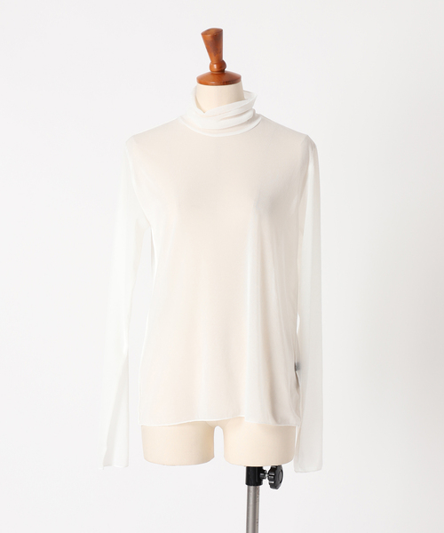 journal standard L'essage(ジャーナルスタンダードレサージュ)の「トリコットシースルーハイネックプルオーバー(Tシャツ/カットソー・レディース・ホワイト/ベージュ系その他/ブルー系その他・FREE)」の7枚目の写真
