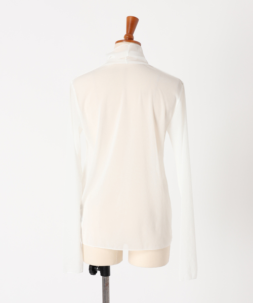 journal standard L'essage(ジャーナルスタンダードレサージュ)の「トリコットシースルーハイネックプルオーバー(Tシャツ/カットソー・レディース・ホワイト/ベージュ系その他/ブルー系その他・FREE)」の9枚目の写真