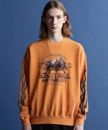 Schott（ショット）の「Schott/ショット/PIGMENT O/D CREW SWEAT "BULL FIRE"/ピグメント クルースウェット "ブルファイア"（スウェット・メンズ）」
