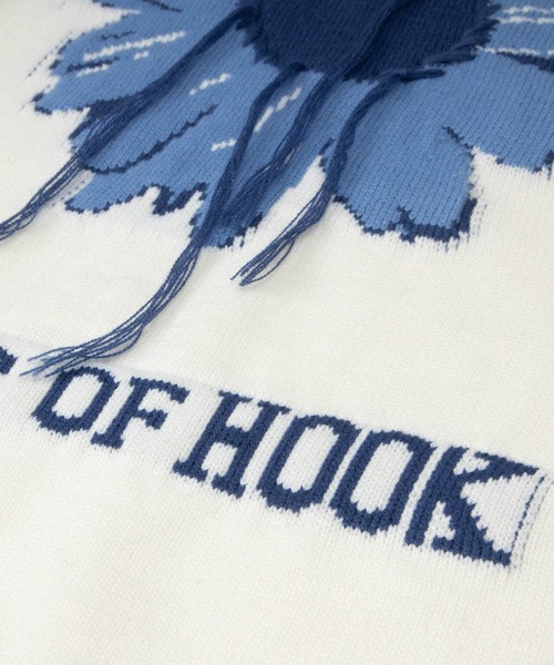 HOOK(フック)の「HOOK -original- 個性派レイジーステッチフリンジ付きマーガレットニットプルオーバー(ニット/セーター・メンズ・グリーン/ホワイト/ブラック・M/L/XL)」の10枚目の写真