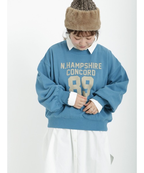 Samansa Mos2(サマンサ モスモス)の「ロゴ裏毛トレーナー(Tシャツ/カットソー・レディース・ブルー/ベージュ/チャコール/グリーン・フリ-)」の4枚目の写真