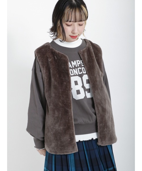 Samansa Mos2(サマンサ モスモス)の「ロゴ裏毛トレーナー(Tシャツ/カットソー・レディース・ブルー/ベージュ/チャコール/グリーン・フリ-)」の21枚目の写真