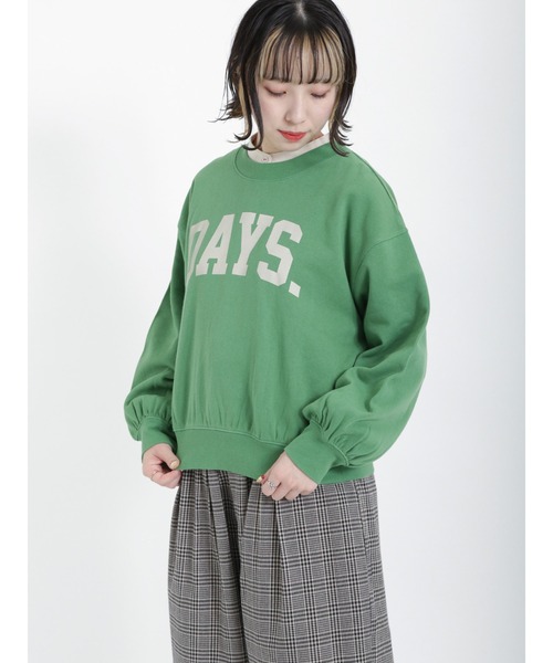 Samansa Mos2(サマンサ モスモス)の「ロゴ裏毛トレーナー(Tシャツ/カットソー・レディース・ブルー/ベージュ/チャコール/グリーン・フリ-)」の14枚目の写真