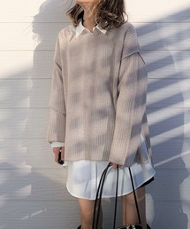 Q | 両畦ストライプリバーニット(ニット/セーター)