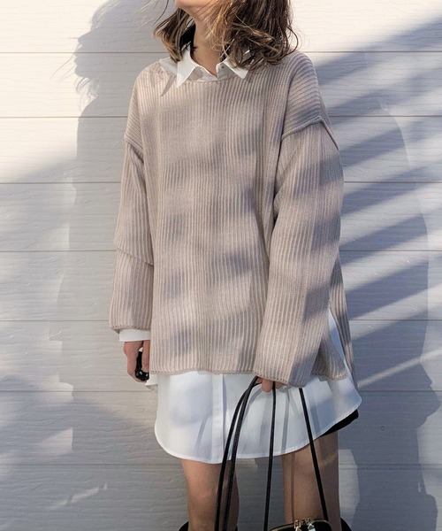 Q（キュー）の「両畦ストライプリバーニット（ニット/セーター）」 - WEAR