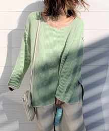 Q | 両畦ストライプリバーニット(ニット/セーター)