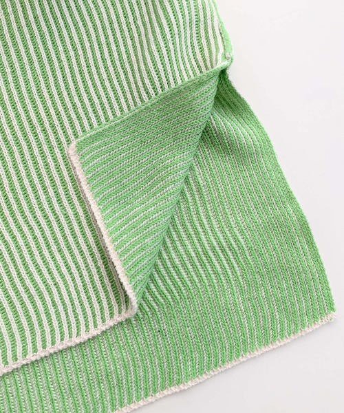 Q（キュー）の「両畦ストライプリバーニット（ニット/セーター・レディース・ベージュ系/黄緑系・MEDIUM）」の7枚目の写真