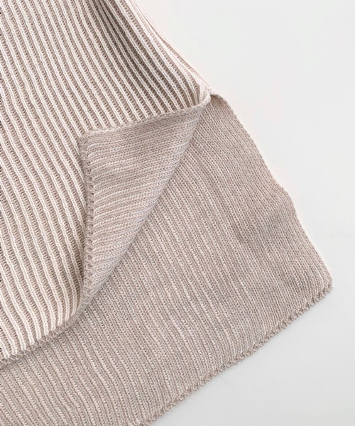 Q（キュー）の「両畦ストライプリバーニット（ニット/セーター・レディース・ベージュ系/黄緑系・MEDIUM）」の15枚目の写真