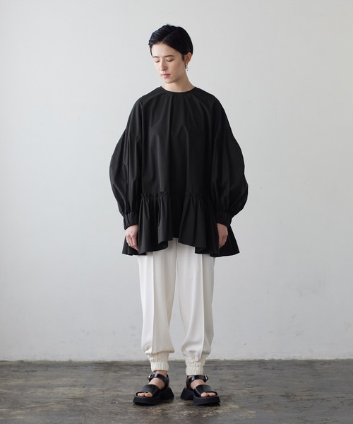 LANVIN en Bleu ストレッチブロードギャザーチュニックランバン