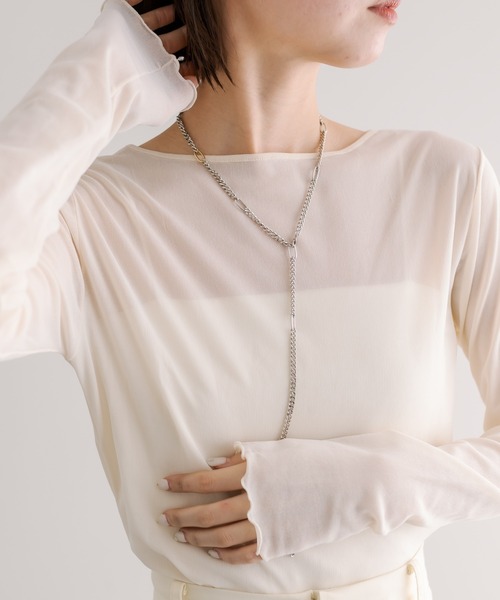 mystic（ミスティック）の「シアークループルオーバー（Tシャツ/カットソー・レディース・アイボリー/ブラック/ライム・FREE）」の7枚目の写真