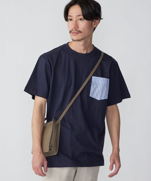 SHIPS(シップス)の「*SHIPS: ストライプ シャツ ポケット Tシャツ(Tシャツ/カットソー・メンズ・ネイビー/ピンク/チャコールグレー/ライトブルー/ホワイト/ブラック・SMALL/MEDIUM/LARGE/X-LARGE)」の5枚目の写真