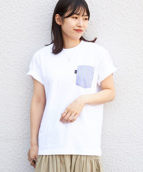 SHIPS(シップス)の「*SHIPS: ストライプ シャツ ポケット Tシャツ(Tシャツ/カットソー・メンズ・ネイビー/ピンク/チャコールグレー/ライトブルー/ホワイト/ブラック・SMALL/MEDIUM/LARGE/X-LARGE)」の1枚目の写真