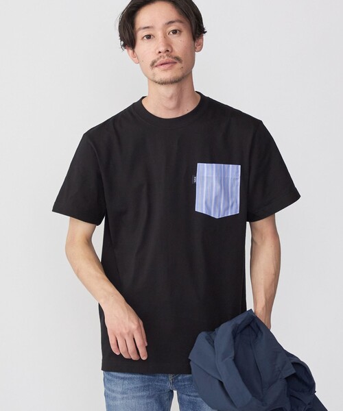 SHIPS(シップス)の「*SHIPS: ストライプ シャツ ポケット Tシャツ(Tシャツ/カットソー・メンズ・ネイビー/ピンク/チャコールグレー/ライトブルー/ホワイト/ブラック・SMALL/MEDIUM/LARGE/X-LARGE)」の2枚目の写真