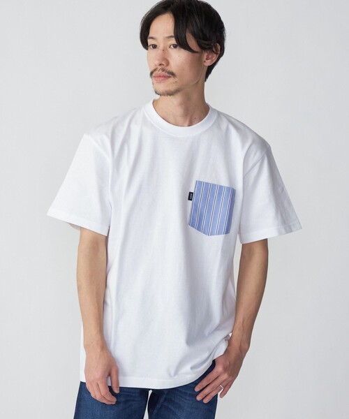 SHIPS(シップス)の「*SHIPS: ストライプ シャツ ポケット Tシャツ(Tシャツ/カットソー・メンズ・ネイビー/ピンク/チャコールグレー/ライトブルー/ホワイト/ブラック・SMALL/MEDIUM/LARGE/X-LARGE)」の7枚目の写真
