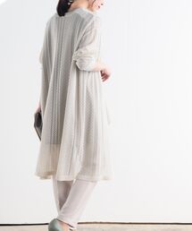 透かしニットロングカーディガン