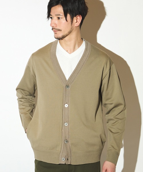 UNION STATION（ユニオンステーション）の「天竺編みニットカーディガン/マシンウォッシャブル（カーディガン/ボレロ・メンズ・ベージュ/ネイビー・LL/L/M）」の4枚目の写真