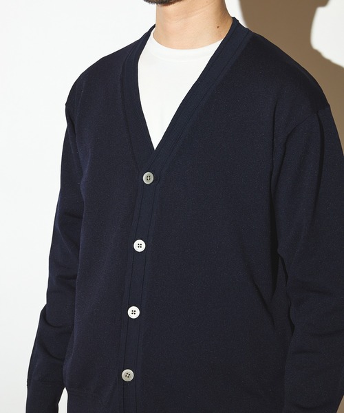 UNION STATION（ユニオンステーション）の「天竺編みニットカーディガン/マシンウォッシャブル（カーディガン/ボレロ・メンズ・ベージュ/ネイビー・LL/L/M）」の6枚目の写真