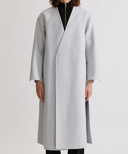 UNITED TOKYO(ユナイテッドトウキョウ)の「【残りわずか】ライトメルトンリバーコート(ノーカラーコート・メンズ・ライトグレー/ミント・1/2)」の19枚目の写真