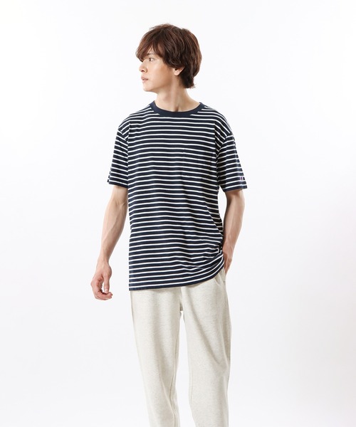Champion(チャンピオン)の「【Champion/チャンピオン】メンズ ベーシック ボーダーショートスリーブTシャツ(Tシャツ/カットソー・メンズ・スモーキーグリーン系1/ホワイト/ネイビー/ライトイエロー・LARGE/MEDIUM/X-LARGE)」の19枚目の写真