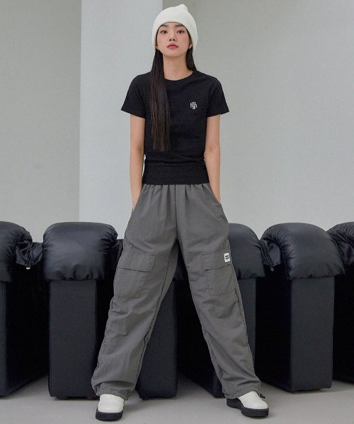 ●muahmuah● Point Slit Cargo Banding Pants Navy MUP25806 MUSINSA | MUAHMUAH Point Slit Cargo Banding Pants [2 Colors]