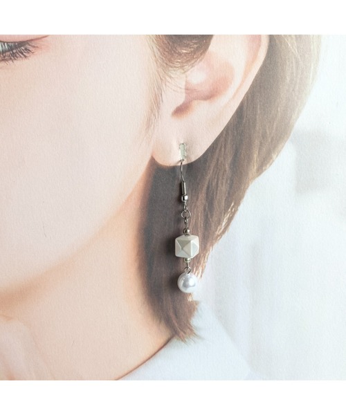 tone（トーン）の「【-lensa-】パールビーズでシンプルピアス(MA)（ピアス（両耳用）・レディース・シルバー・FREE）」の2枚目の写真