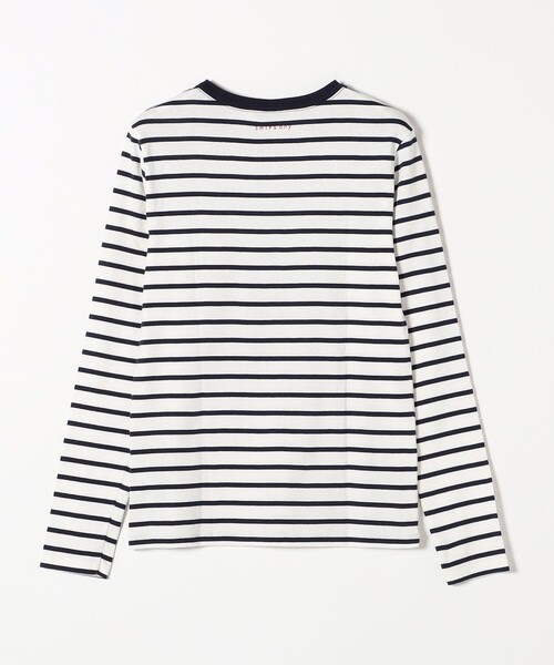 PETIT BATEAU(プチバトー)の「PETIT BATEAU:ロングスリーブ ロゴ プリント ボーダー Tシャツ 23SS(Tシャツ/カットソー・レディース・ネイビー・ONE SIZE)」の3枚目の写真