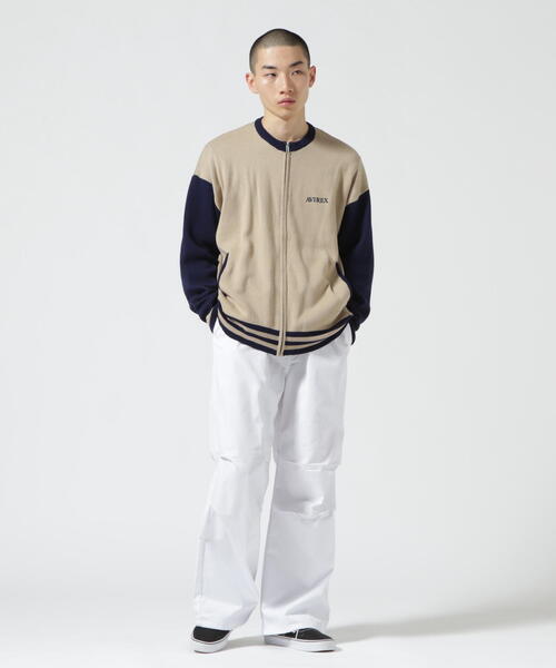 【セール】【直営店限定】RIB LINE ZIP KNIT/ リブラインジップニット / AVIREX / アヴィレックス（カーディガン/ボレロ）｜AVIREX（アヴィレックス）