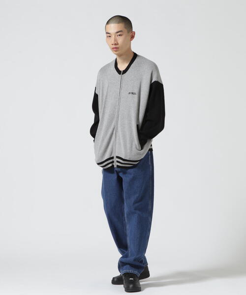 AVIREX(アヴィレックス)の「【直営店限定】RIB LINE ZIP KNIT/ リブラインジップニット / AVIREX / アヴィレックス(カーディガン/ボレロ・メンズ・グレー/ベージュ・L/M)」の2枚目の写真