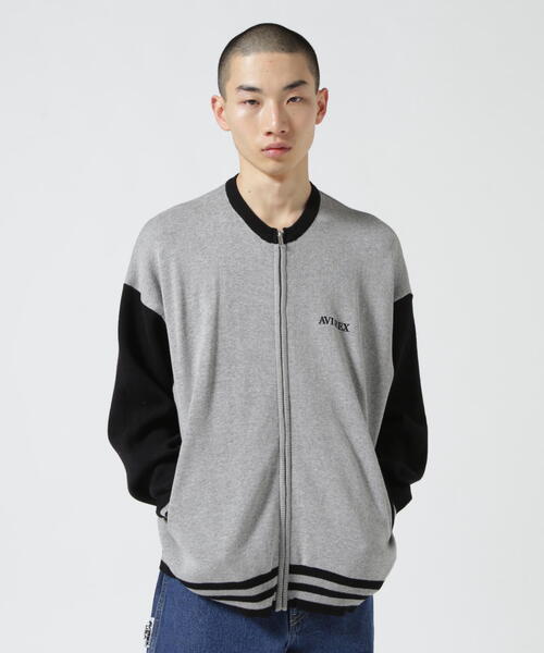 AVIREX(アヴィレックス)の「【直営店限定】RIB LINE ZIP KNIT/ リブラインジップニット / AVIREX / アヴィレックス(カーディガン/ボレロ・メンズ・グレー/ベージュ・L/M)」の3枚目の写真