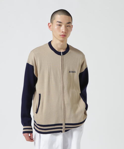 AVIREX(アヴィレックス)の「【直営店限定】RIB LINE ZIP KNIT/ リブラインジップニット / AVIREX / アヴィレックス(カーディガン/ボレロ・メンズ・グレー/ベージュ・L/M)」の6枚目の写真