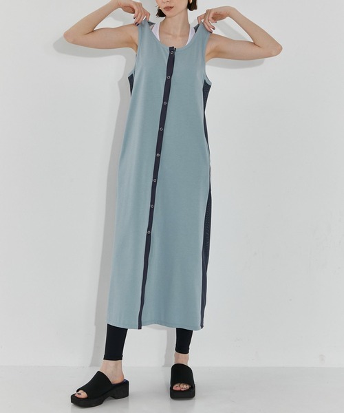 CITY TOKYO（シティトウキョウ）の「【手洗い可能】【UVカット】【接触冷感】メッシュコンビタンクワンピース（ワンピース・レディース・サックスブルー/ブラック・1/2）」の2枚目の写真