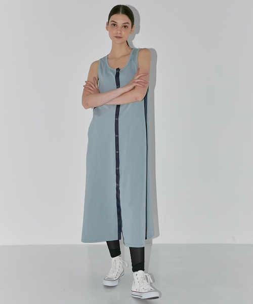 CITY TOKYO（シティトウキョウ）の「【手洗い可能】【UVカット】【接触冷感】メッシュコンビタンクワンピース（ワンピース・レディース・サックスブルー/ブラック・1/2）」の17枚目の写真