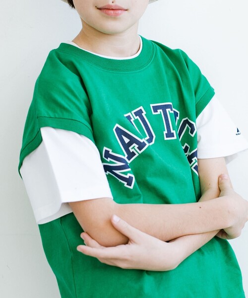 NAUTICA（ノーティカ）の「【NAUTICA/ノーティカ】ベストレイヤード半袖Tシャツ（Tシャツ/カットソー・キッズ・グリーン/チャコールグレー・L/XL/XS/S/M）」の12枚目の写真