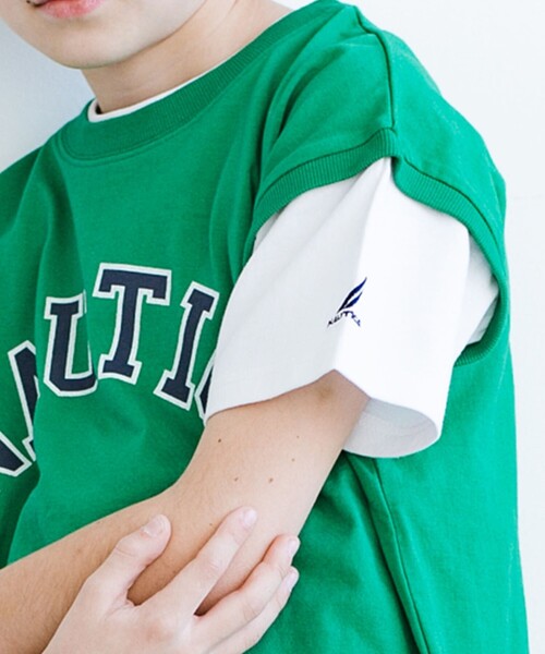 NAUTICA（ノーティカ）の「【NAUTICA/ノーティカ】ベストレイヤード半袖Tシャツ（Tシャツ/カットソー・キッズ・グリーン/チャコールグレー・L/XL/XS/S/M）」の10枚目の写真