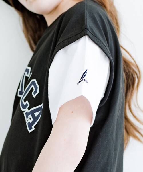 NAUTICA（ノーティカ）の「【NAUTICA/ノーティカ】ベストレイヤード半袖Tシャツ（Tシャツ/カットソー・キッズ・グリーン/チャコールグレー・L/XL/XS/S/M）」の4枚目の写真