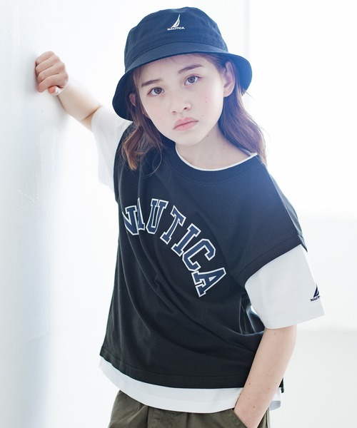 NAUTICA（ノーティカ）の「【NAUTICA/ノーティカ】ベストレイヤード半袖Tシャツ（Tシャツ/カットソー・キッズ・グリーン/チャコールグレー・L/XL/XS/S/M）」の2枚目の写真