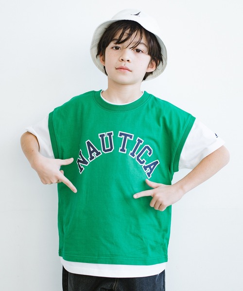 NAUTICA（ノーティカ）の「【NAUTICA/ノーティカ】ベストレイヤード半袖Tシャツ（Tシャツ/カットソー・キッズ・グリーン/チャコールグレー・L/XL/XS/S/M）」の17枚目の写真