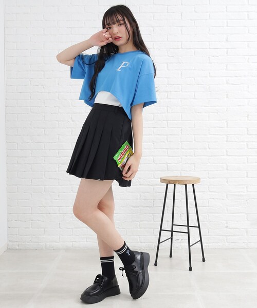 PINK-latte（ピンクラテ）の「◆【130cmサイズあり】カラーポリプリーツスカート（スカート・キッズ・ライトブルー/ブラック/アイボリー/ピンク系・13/15 /14/16）」の9枚目の写真