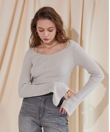 ALEXIA STAM | Slit Sleeve Knit Top / サマーニットトップス(ニット/セーター)