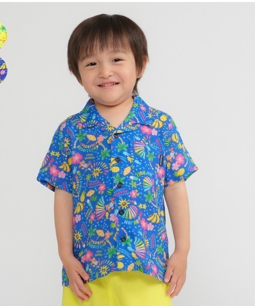 Moujonjon（ムージョンジョン）の「レーヨン混アロハ柄シャツ（シャツ/ブラウス・キッズ・イエロー/ネイビー・130/120/110/100/90/140）」の2枚目の写真