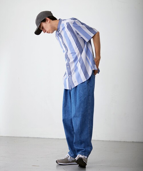 J.PRESS YORK STREET（ジェイプレスヨークストリート）の「【UNISEX】マルチストライプバンドカラー シャツ（シャツ/ブラウス・メンズ・サックスブルー系7/レッド系7/ブルー系7・MEDIUM/LARGE/SMALL）」の9枚目の写真