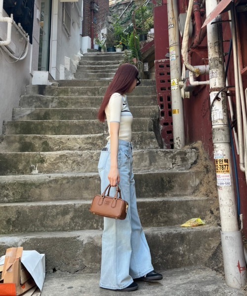 切り替えデニムセミフレアワイドパンツ（デニムパンツ）｜JUST A NOON