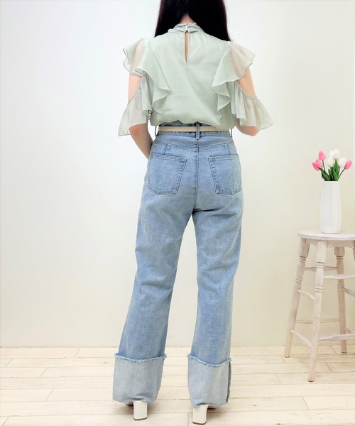 INGNI（イング）の「ラメシアーオープンショルダーフリルブラウス（シャツ/ブラウス・レディース・ミント/オフホワイト/ピンク・M）」の11枚目の写真