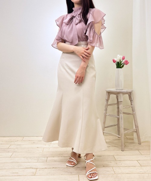 INGNI（イング）の「ラメシアーオープンショルダーフリルブラウス（シャツ/ブラウス・レディース・ミント/オフホワイト/ピンク・M）」の13枚目の写真