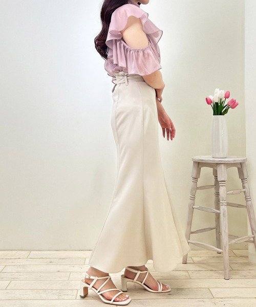 INGNI（イング）の「ラメシアーオープンショルダーフリルブラウス（シャツ/ブラウス・レディース・ミント/オフホワイト/ピンク・M）」の14枚目の写真