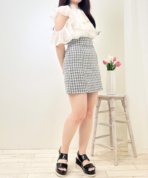 INGNI（イング）の「ラメシアーオープンショルダーフリルブラウス（シャツ/ブラウス・レディース・ミント/オフホワイト/ピンク・M）」の21枚目の写真